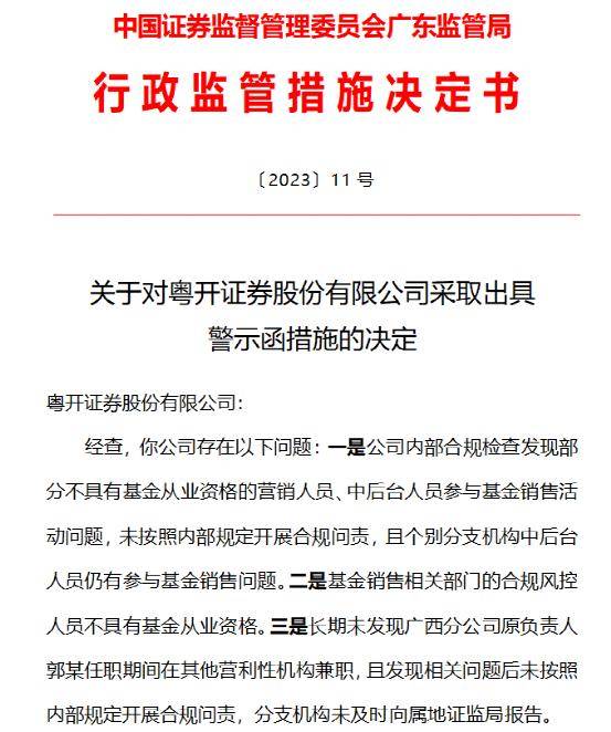 “无证上岗”、原负责人在外兼职！这家机构被出具警示函
